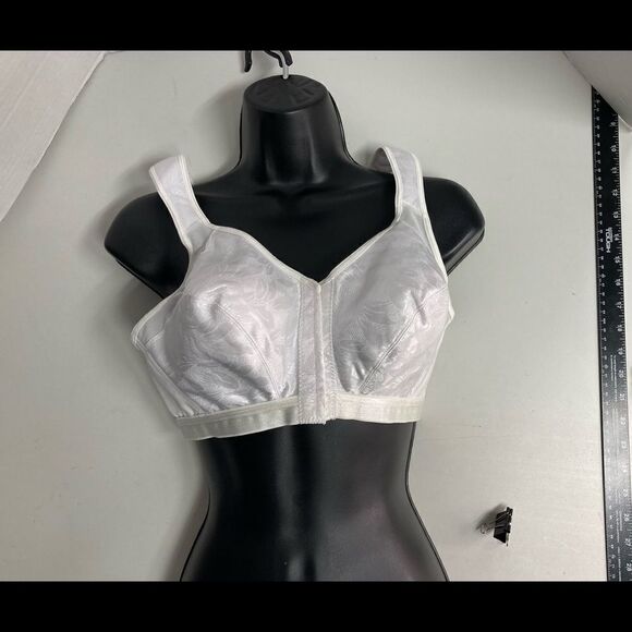 PLAYTEX, 18 Hour White Bra, Sz 36D, No Underwire, Hook & Eye front closure, - Picture 5 of 11